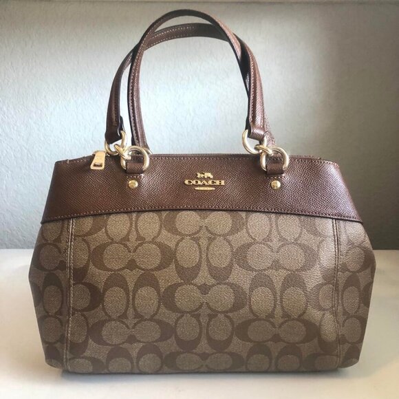 COACH Mini Brooke CarryAll Bag Signature Coated Canvas Leather Brown MSRP $385 - Picture 2 of 15